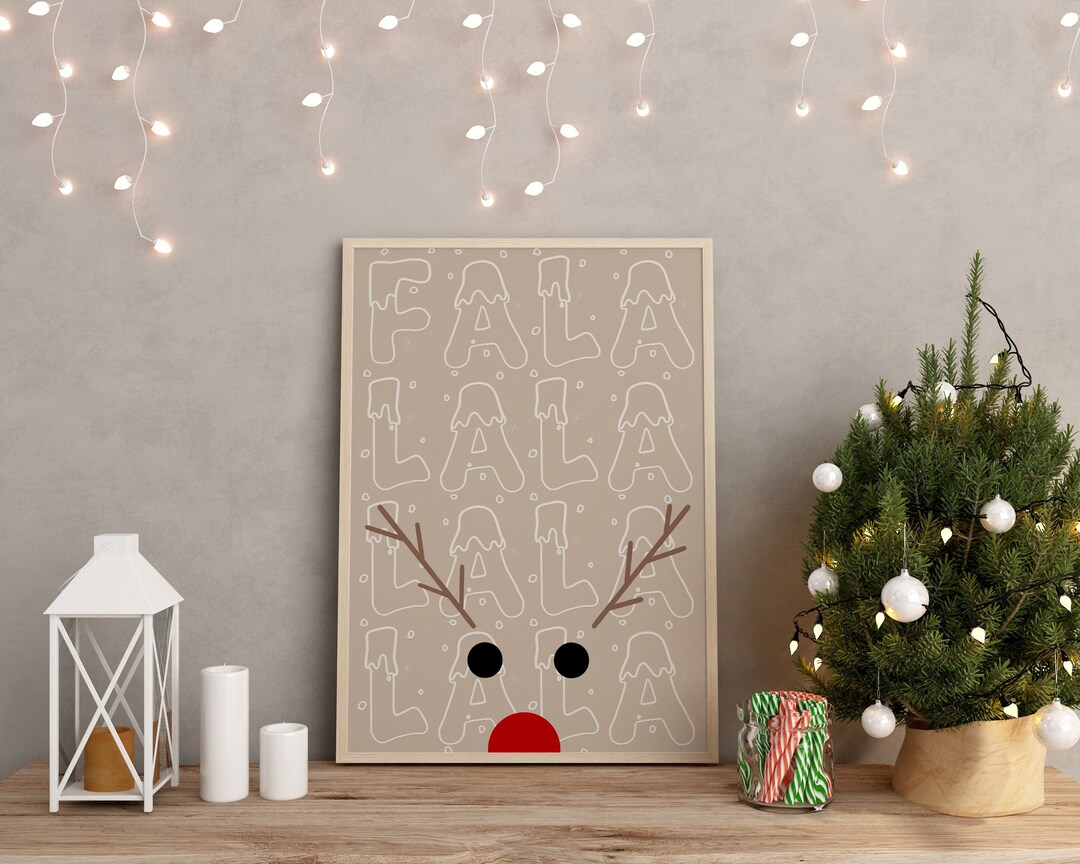 Christmas Poster, Printable Christmas Wall Art, Reindeer, Christmas ...