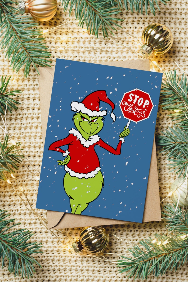 Christmas Card, Grinch, Digital Christmas Card, Printable Christmas