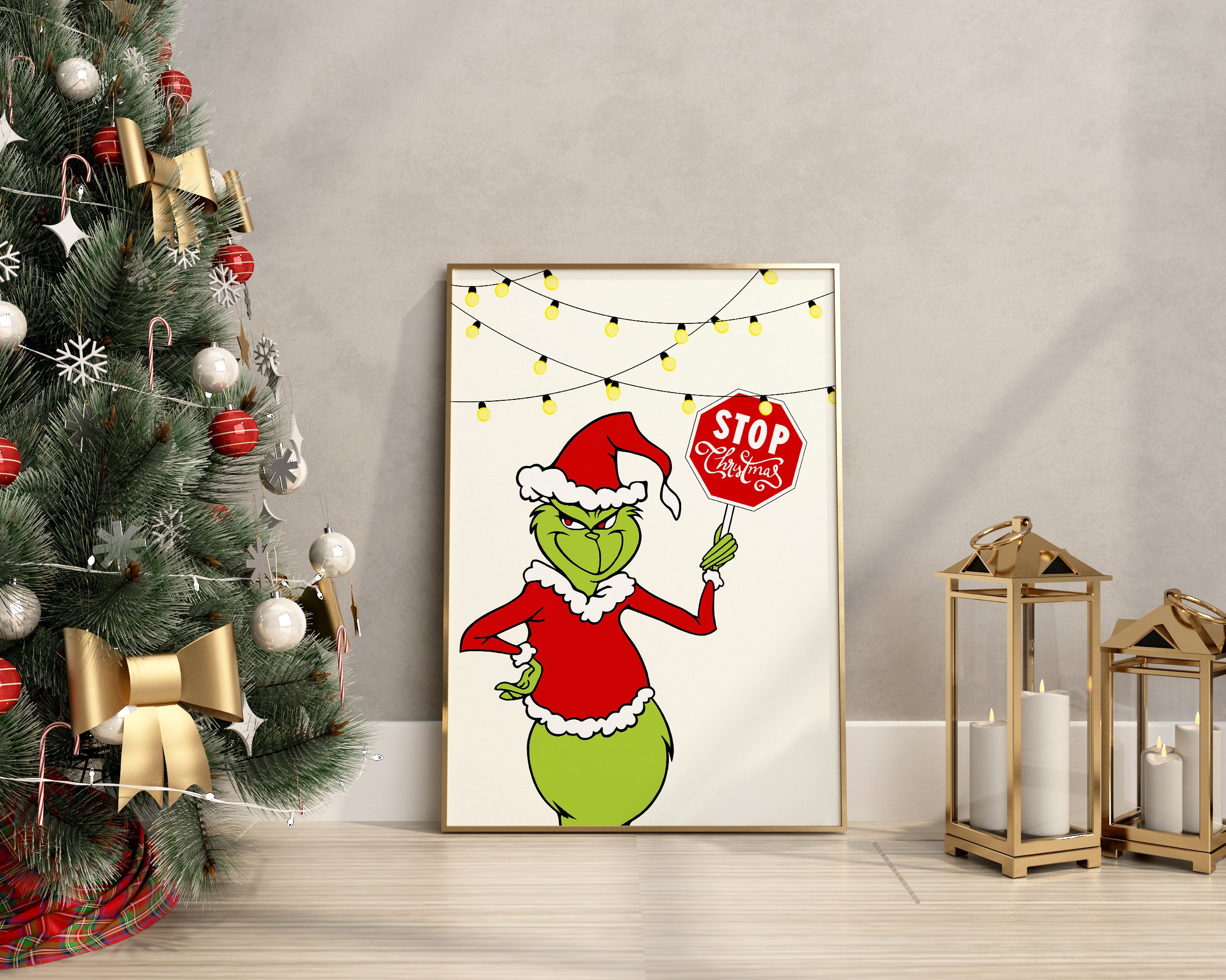 Christmas Poster, Printable Christmas Wall Art, Grinch, Grinch Decor