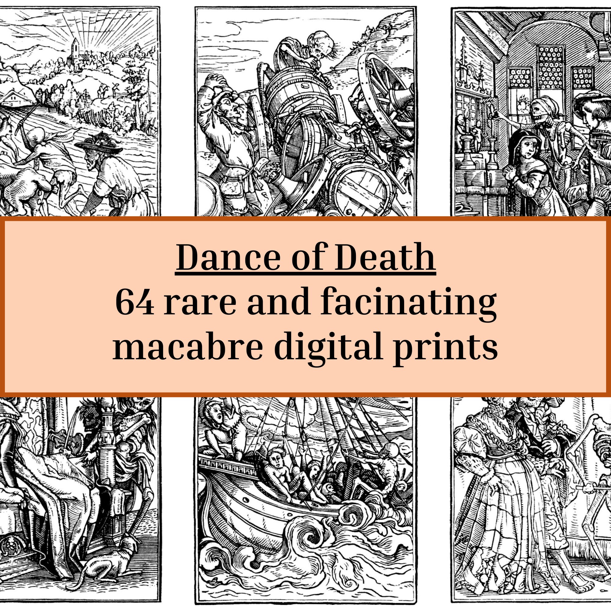 Dance of Death Prints: 64 Macabre Woodcut Illustrations (digital