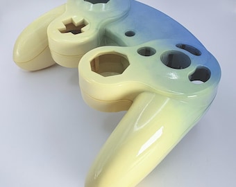 Hand-Dyed Blue, Green Yellow GameCube Controller Shell