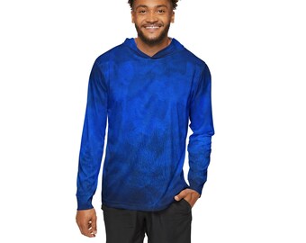 Blue Graphic Design Men's Sports Warmup Hoodie (AOP)