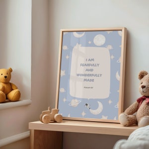 CHRISTIAN NURSERY Wall Decor | Blue Bible Verse Prints for Boys | Kids Playroom Poster | Baby Room Art, Religious Nursery Decor Baptism gift