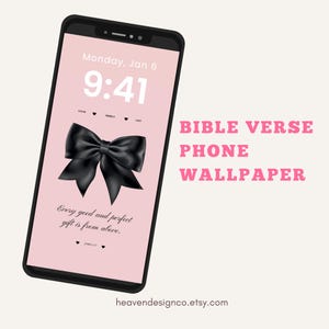 Pink Christian Bow Bible Verse Phone Wallpaper Background Girly Aesthetic Homescreen Lockscreen iPhone Wallpaper with inspirational
