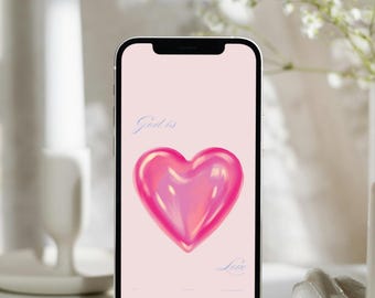 Chrześcijańska tapeta na telefon z różowym wersetem biblijnym (do pobrania w wersji cyfrowej)