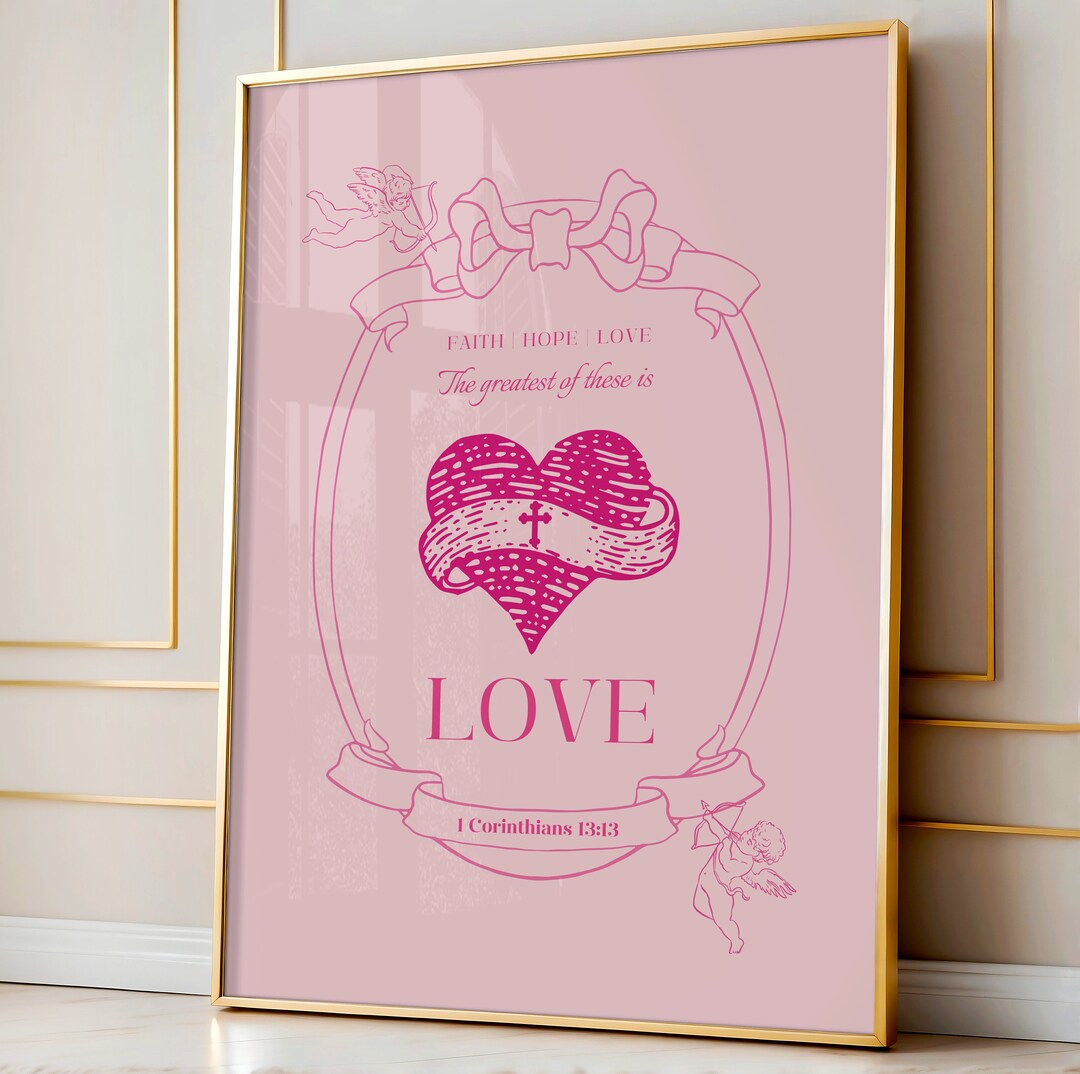 Chrisitan Pink Wall Art Christian Home Decor Love Poster Teen Girl ...
