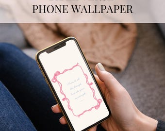 Fondo de pantalla para teléfono con versículo bíblico y lazo rosa, ideal para niñas (descarga digital)