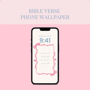 Rosa Schleife Christian Bibel Vers Telefon Hintergrundbilder Hintergrund Girly ästhetic Home Screen Lock Screen iPhone Wallpaper mit Bibelzitat
