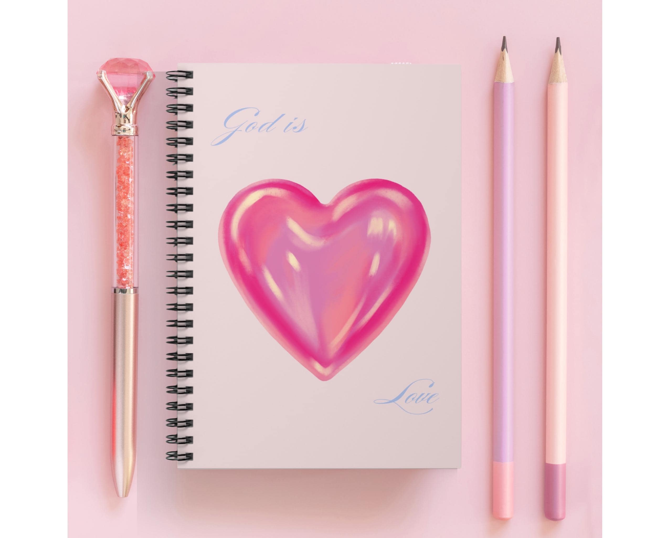 Pink Heart Spiral Notebook with bible verse for Christian, Coquette Prayer Gratitude Journal, devotional journal Gift for Teenagers