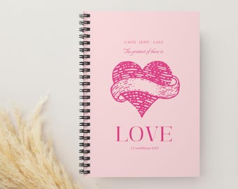 Pink Prayer Gratitude Notebook for Christian, Back to school notebooks for girls, Sermon notebooks for Teenagers, devotional journal
