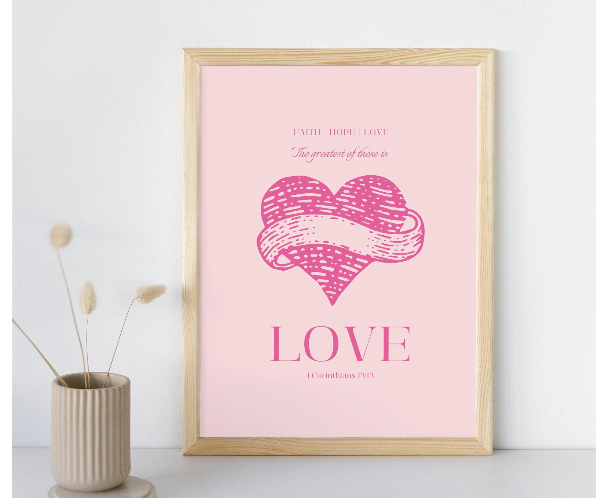 Christian Pink Wall Decor | Bible Verse Poster | Vintage Nursery Wall ...