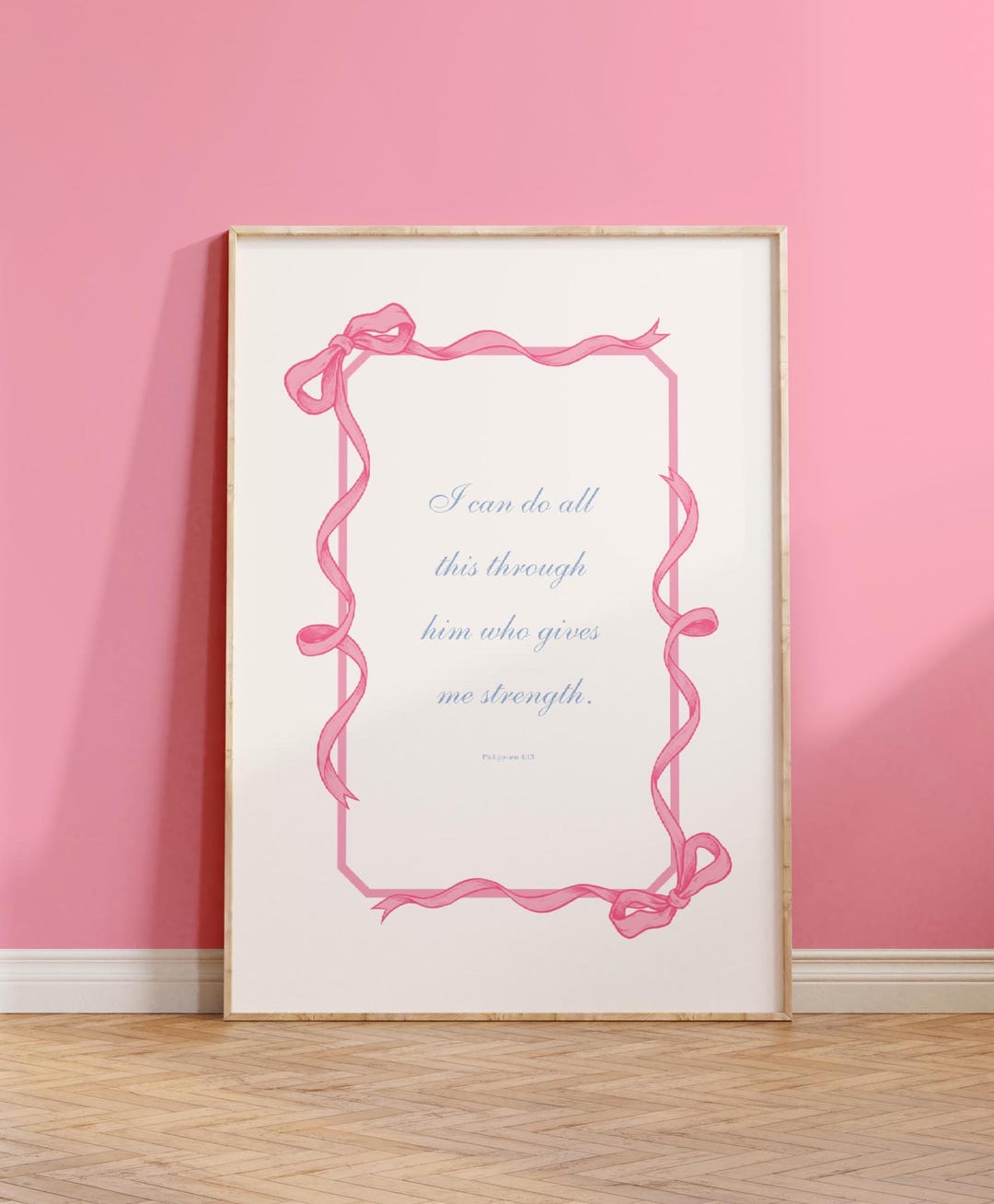 Pink Christian Wall Decor - Minimalist Bible Verse Print Teen Girl ...