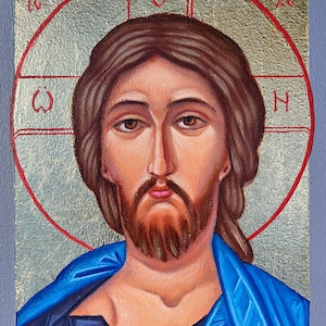 Jesus Christ Icon: Byzantine Religious Painting