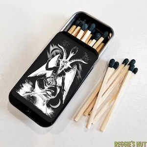 Baphomet Matchbox: Mini Matchstick Tin with Safety Matches