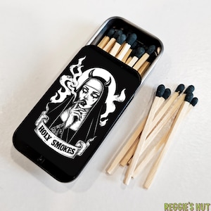 Holy Smokes Nun Matchbox: Mini Matchstick Tin with Safety Matches