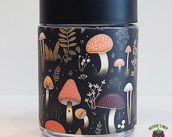 Witchy Mushroom Stash Jar: 4oz Glass Storage Container for Herbs, Spices, Tea