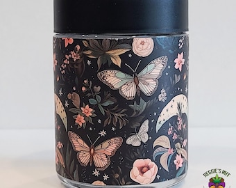 Witchy Butterfly Stash Jar: 4oz Glass Storage Container for Herbs, Spices, Tea