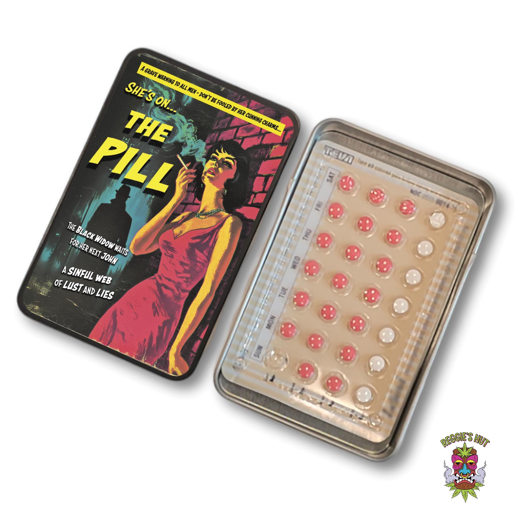 cigarette pill Pulp Fiction Birth Control Case: Retro Pill Box, Cigarette Case, ID Holder
