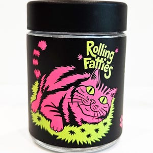 Rolling Fatties Stash Jar, 4oz Glass Stash Jar, Storage Jar, Small Glass Herb Container Jar, Stoner Gift, Cute Smoke Accessory Stash Jar