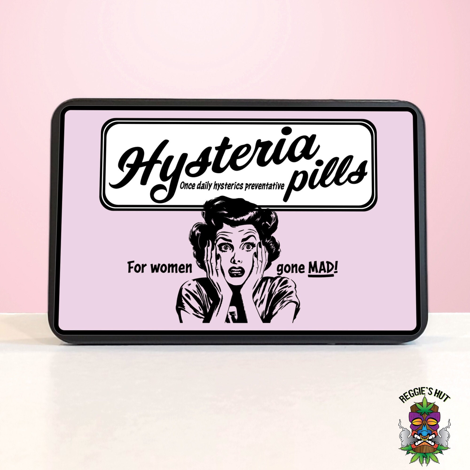 Birth Control Case, Hysteria Pill Box, Cig Case Holder, Medication Storage, Travel ID Case Holder, Cute Gift for Women, Pink Stash Box