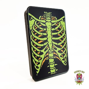 Rib Caged Cigarette Case, Stash Box Case for King Size Prerolled Cigarettes, Smoke Stash Case, Cool Stash Box Case, Skeleton Cigarette Case