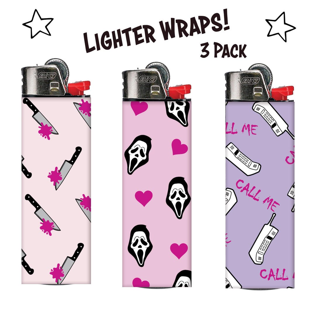 Cute Horror Movie Lighter Wraps, Pink Lighter Stickers for Classic ...