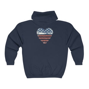 American flag heart zip up hoodie Unisex Heavy Blend™ Full Zip Hooded Sweatshirt