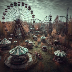 100 imágenes de parques de atracciones abandonados para Dark Creepy Journaling Scrapbooking pk3
