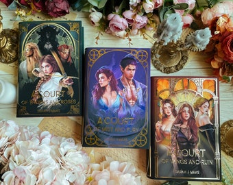 Set of 3 dust jackets - A Court of Thorns and Roses, A Court of Mist and Fury, A Court of Wings and Ruin Sarah J. Maas - OFFICIALLY LICENSED