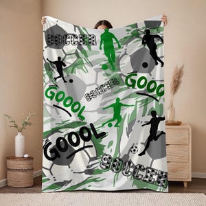 Soccer Name Blanket, Personalized Gift for Soccer Player, Soccer Room Accent, Custom Name Throw, Present for Soccer Lover, Sports Bedding