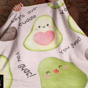 Cuddle-Worthy Avocado Blanket,  Fun Guacamole Sayings. A Must-Have Gift for Avocado Lovers, Soft Velveteen Blanket, Cute Birthday Gifts