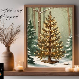 Vintage Christmas Tree Print Christmas Decor Wall Art Neutral Antique Holiday Christmas Tree Painting Xmas Wall Decor Christmas Tree Poster