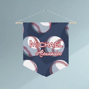 Personalized Baseball Pennant: Custom Sports Banner, Boys Room Decor