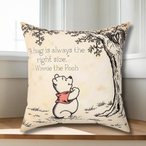 Winnie the Pooh Pillow: Vintage Nursery Decor, Inspirational Quote Cushion