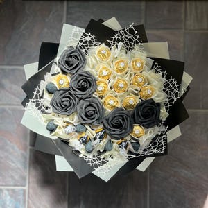 Ramo de bombones Ferrero Rocher: Cesta de regalo para ocasiones especiales, regalo dulce de lujo, cumpleaños, Navidad, boda, regalo para mamá, agradecimiento. Negro