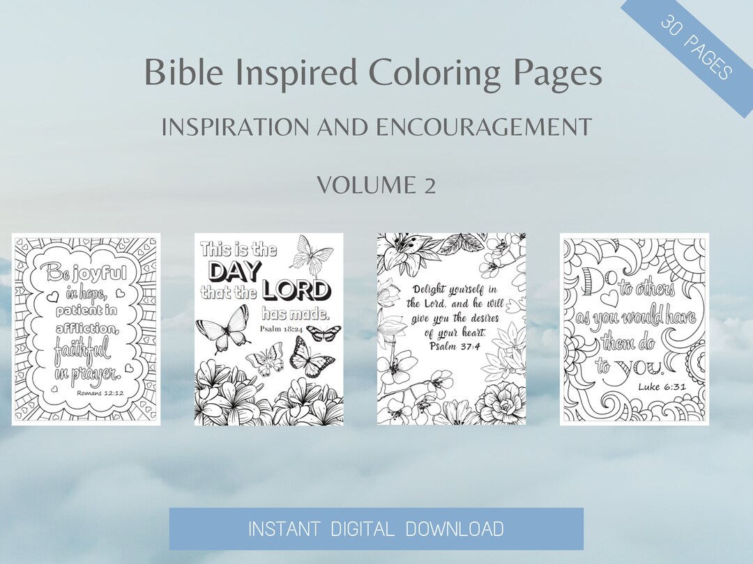 30 Bible Inspired Coloring Pages Vol. 2 Instant Download - Etsy