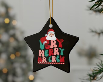 HR Ornament, Human Resources Christmas Tree Decor, Xmas Gift for HR Staff, Very Merry HR Crew Star Shape, Cute Secret Santa, Office Xmas