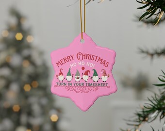 HR Ornament, Merry Christmas, Human Resources Christmas Tree Decor, Human Resources Payroll, Turn In Timesheets, Gift for Payroll Staff