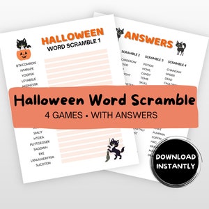 Halloween Word Scramble Game | Halloween Printable Game | Halloween Games for Adults | Fun Halloween Party Game | Games for Kids | Word Game