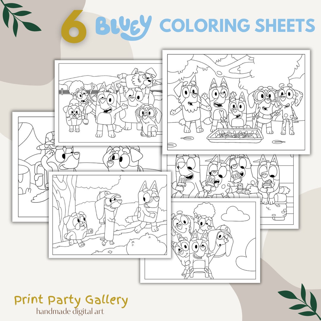 6 Pack BLUEY FRIENDS Coloring Sheets - Il 1080xN.5828752356 9h3v 