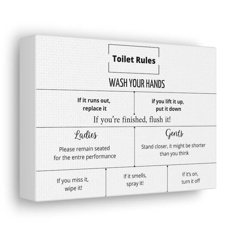 Toilet Rules. Bathroom Decor. Bathroom Art Etsy