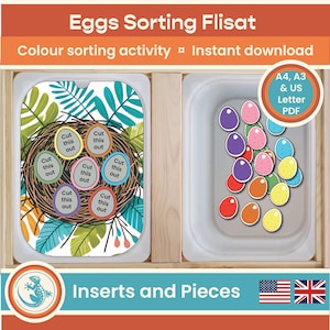Slot the Eggs into the Shapes in the Bird&#39;s Nest: Trofast Instant Digital Download, Sorting by Colour Flisat, Matching Printable Preschool