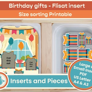 Flisat Insert sort birthday presents by size, Matching Activity, Printable Preschool Learning, Digital Download, Trofast, IKEA Sensory Table