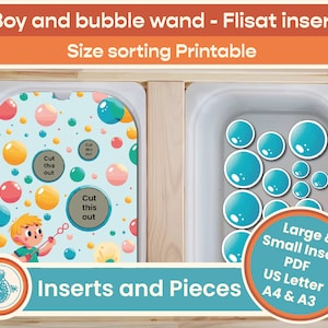 Flisat Insert help boy sort bubbles by size, Matching Activity, Printable Preschool Learning, Digital Download, Trofast, IKEA Sensory Table