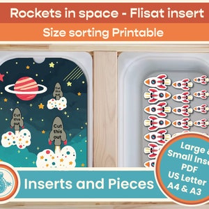 Flisat Insert sort Space Rockets by size, Matching Activity, Printable Preschool Learning, Digital Download, Trofast, IKEA Sensory Table