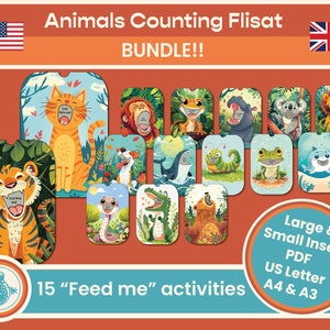 15 Feed the Animal Flisat Insert Bundle, Counting to 20 activity, Home Educator, Pre School Printable, for IKEA Sensory Table