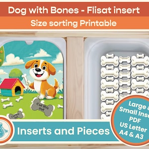 Flisat Insert help dog sort bones by size, Matching Activity, Printable Preschool Learning, Digital Download, Trofast, IKEA Sensory Table