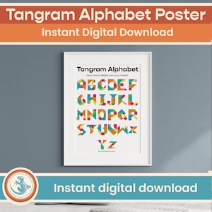 Tangrams Alphabet Poster Digital Printable Poster – KS1 Maths Geometry, Homeschool Printable, Educational Wall Art