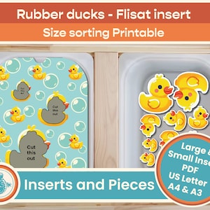 Flisat Insert sort rubber ducks by size, Matching Activity, Printable Preschool Learning, Digital Download, Trofast, IKEA Sensory Table