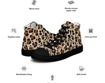 Men’s high top canvas shoes — Neutral Leopard Print